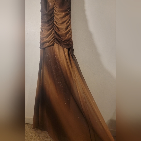 Coper/brown long evening dress - Picture 4 of 7
